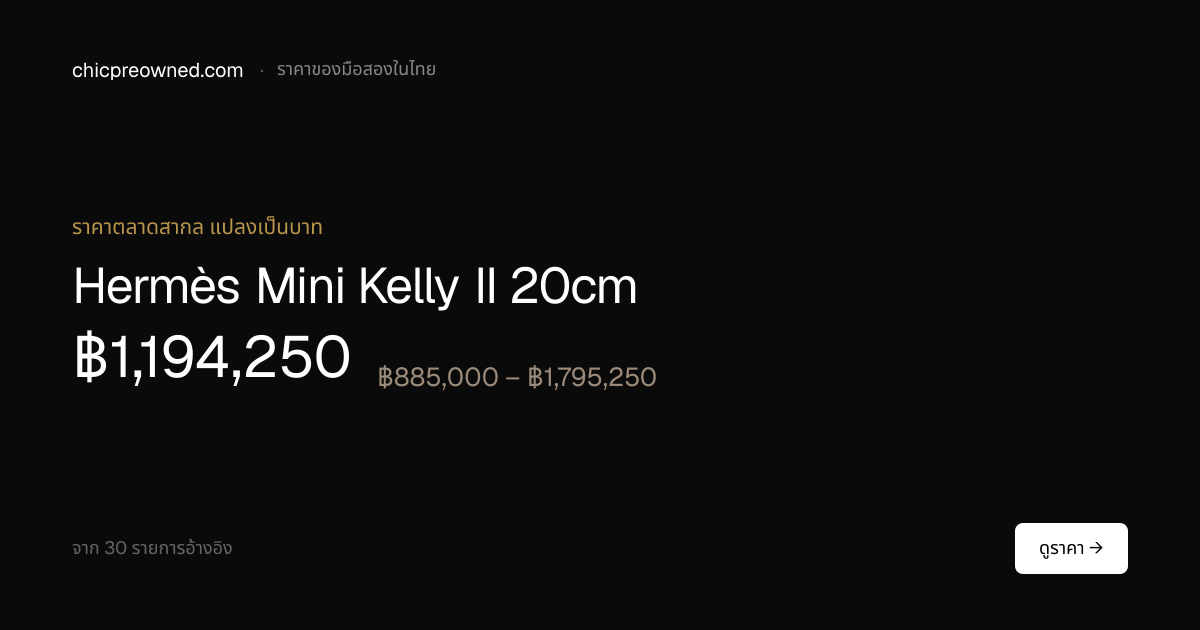 ราคา Hermès Mini Kelly II 20cm มือสองในไทย — ฿1,194,250