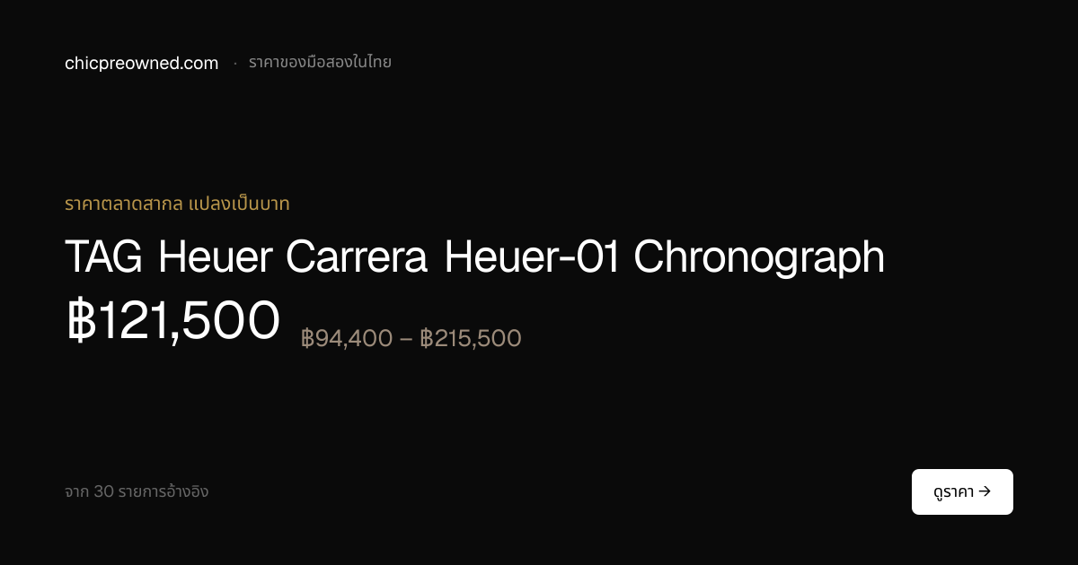 ราคา TAG Heuer Carrera Heuer-01 Chronograph มือสองในไทย — ฿121,500